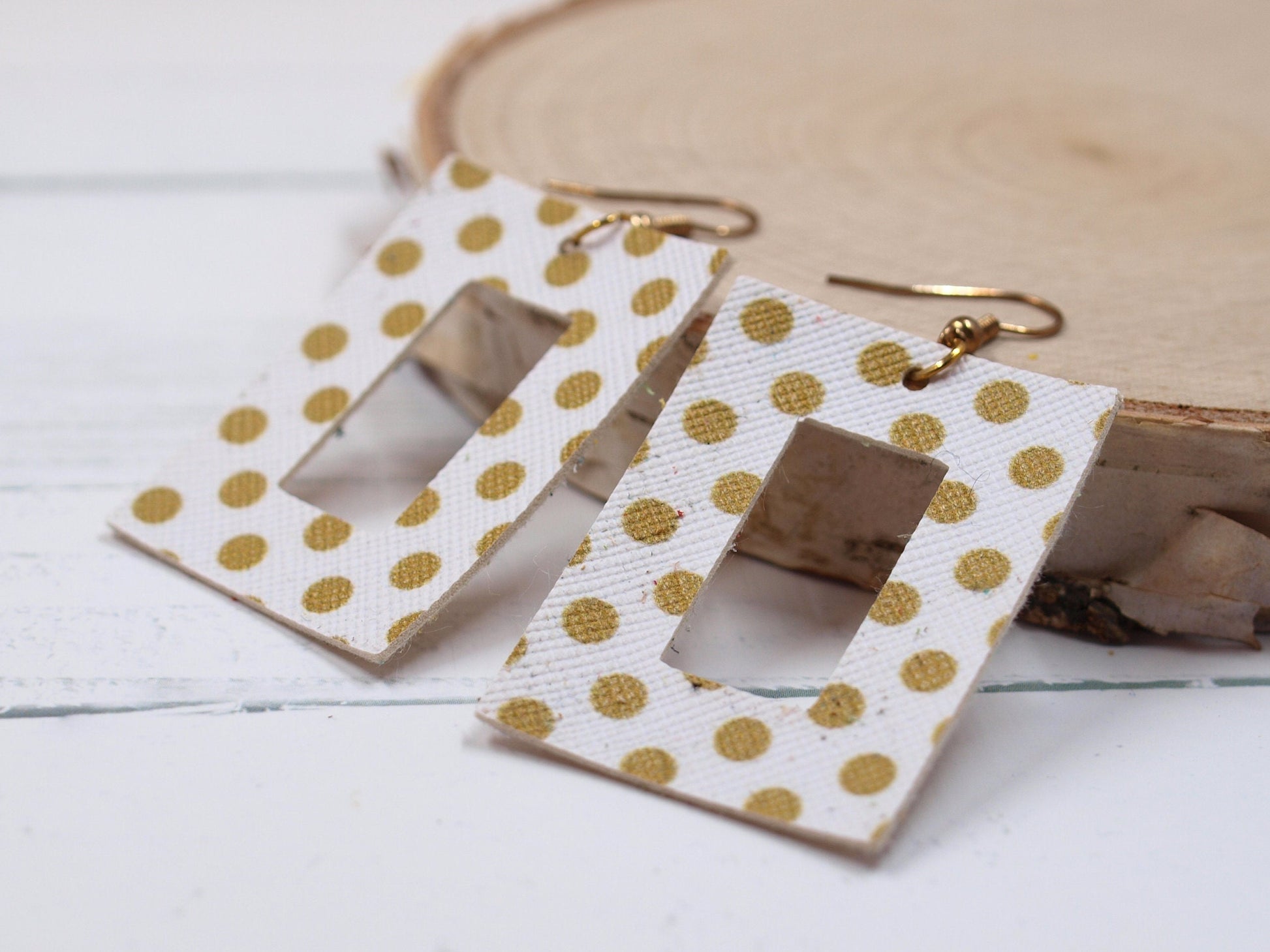 Gold Polka Dot Earrings for Women, Polka Dot Jewelry, Birthday Gift for Girlfriend, Floral Gift for Women