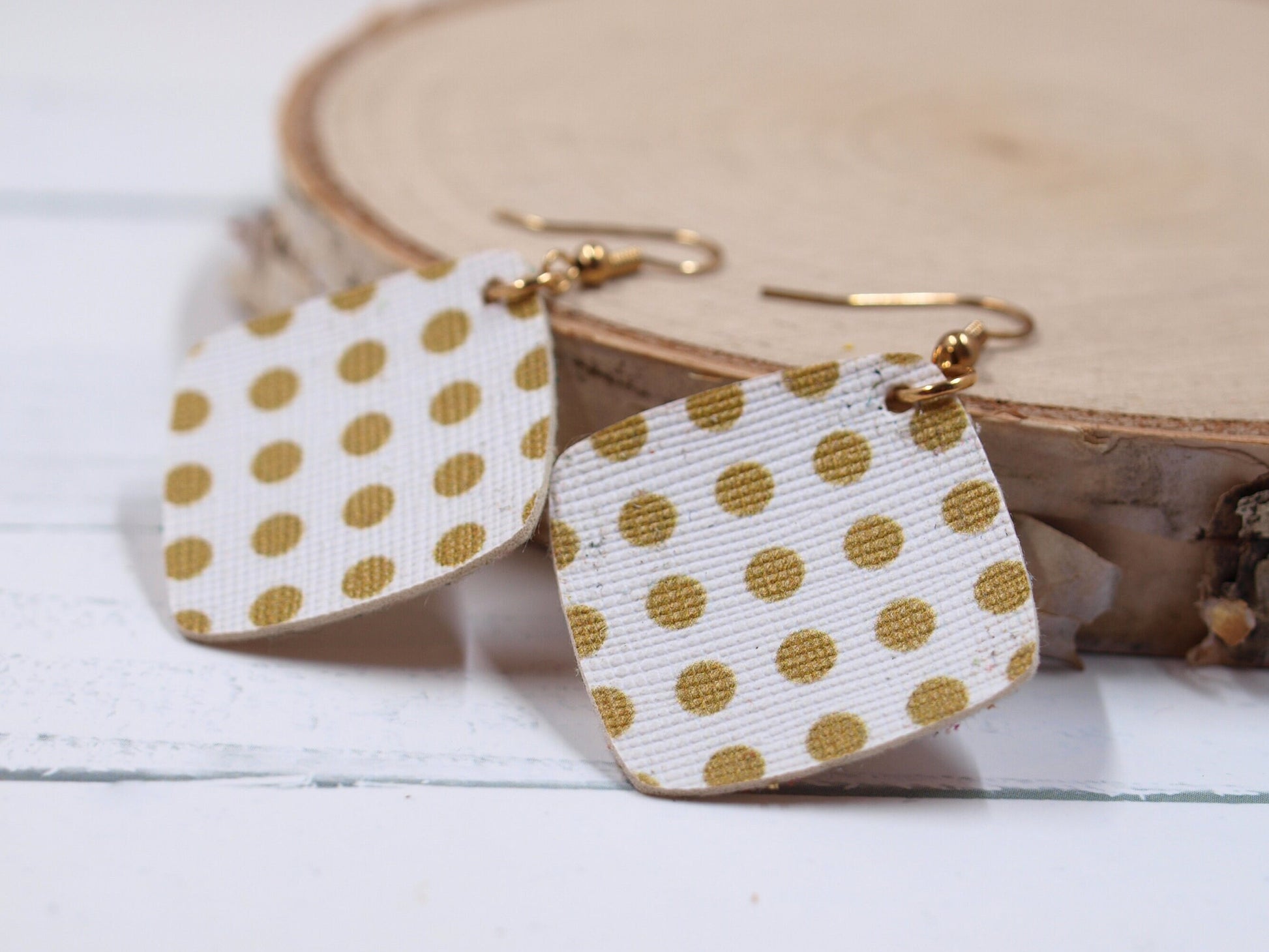 Gold Polka Dot Earrings for Women, Polka Dot Jewelry, Birthday Gift for Girlfriend, Floral Gift for Women