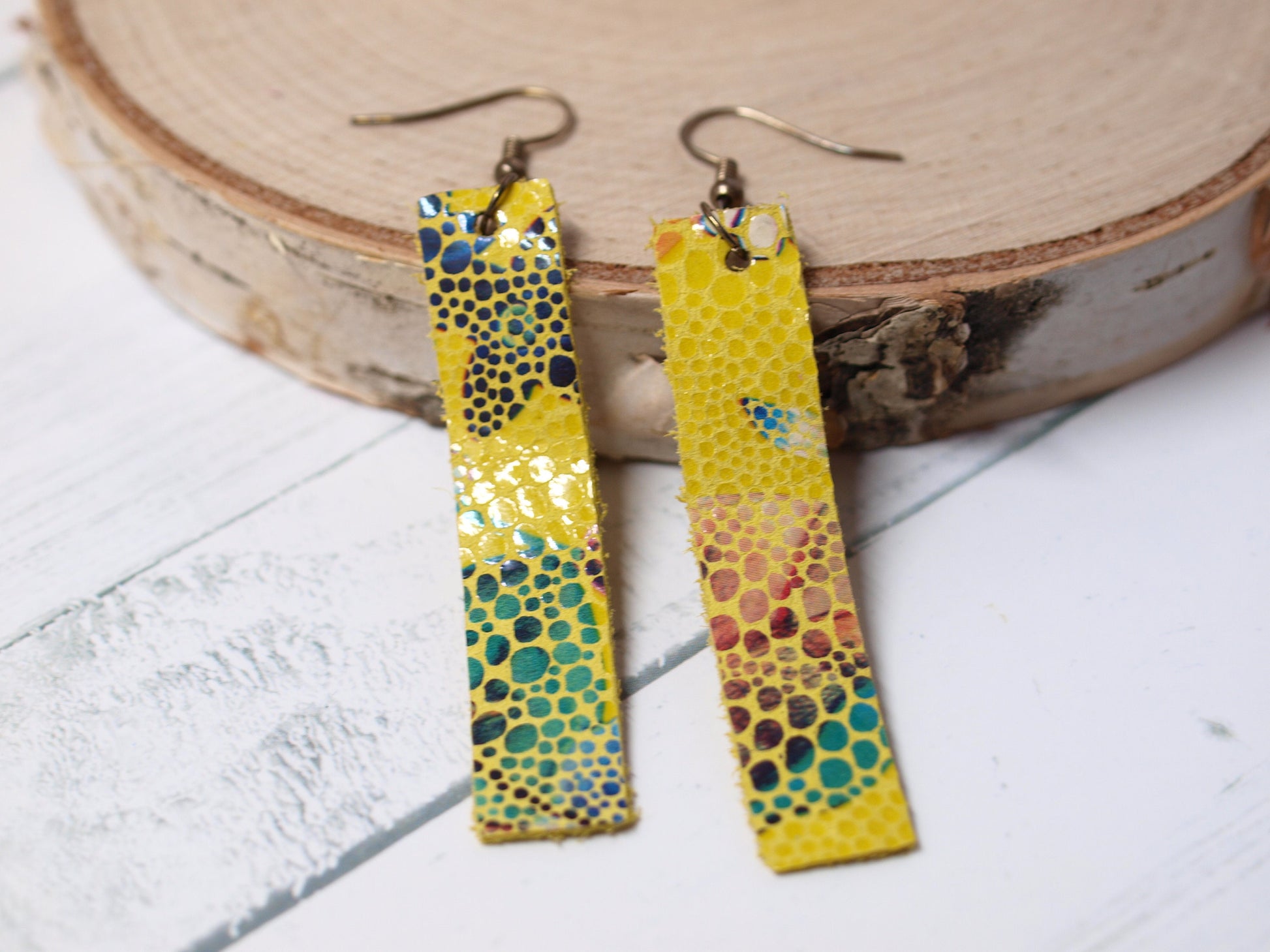 Yellow Flower Earrings, Yellow Leather Earrings, Floral Jewelry Earrings, Boho Jewelry Earrings, Floral Gifts for Her