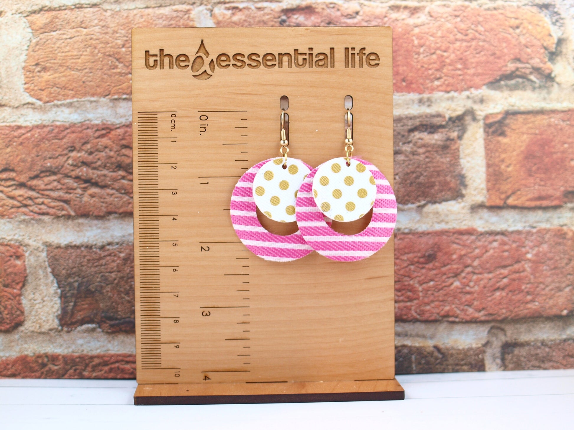 Pink Earrings Dangle, Pink Faux Leather, Polka Dot Jewelry, Faux Leather Jewelry, Christmas Gift for Girlfriend, Birthday Gift for Girl