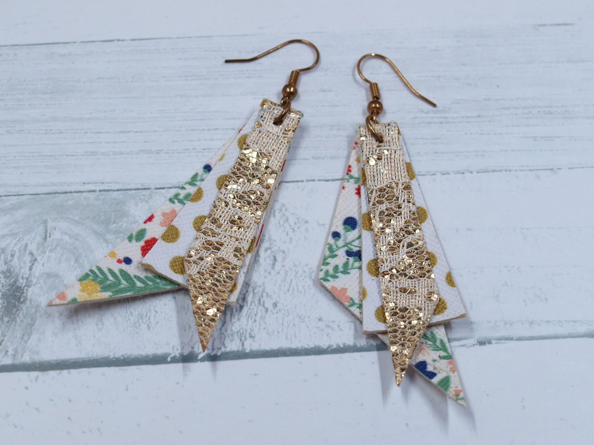 Floral Dangle Earrings, Pink Faux Leather, Floral Earrings, Faux Leather Jewelry, Christmas Gift for Girlfriend, Floral Gift for Women