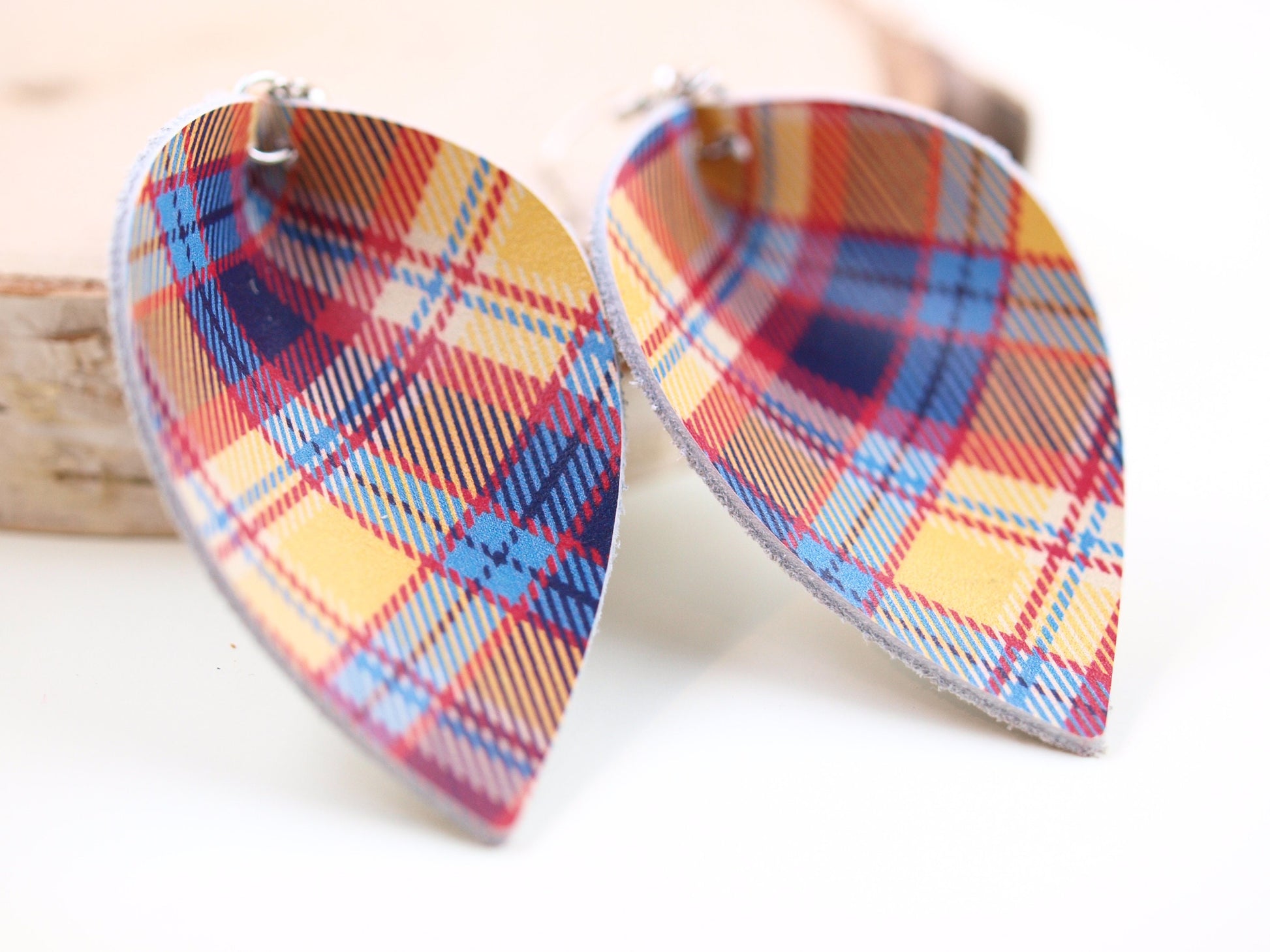 Fall Plaid Earring, Fall Stud Earrings, Autumn Jewelry, Tartan Jewelry, Fall Gifts for Her, Autumn Gift Woman