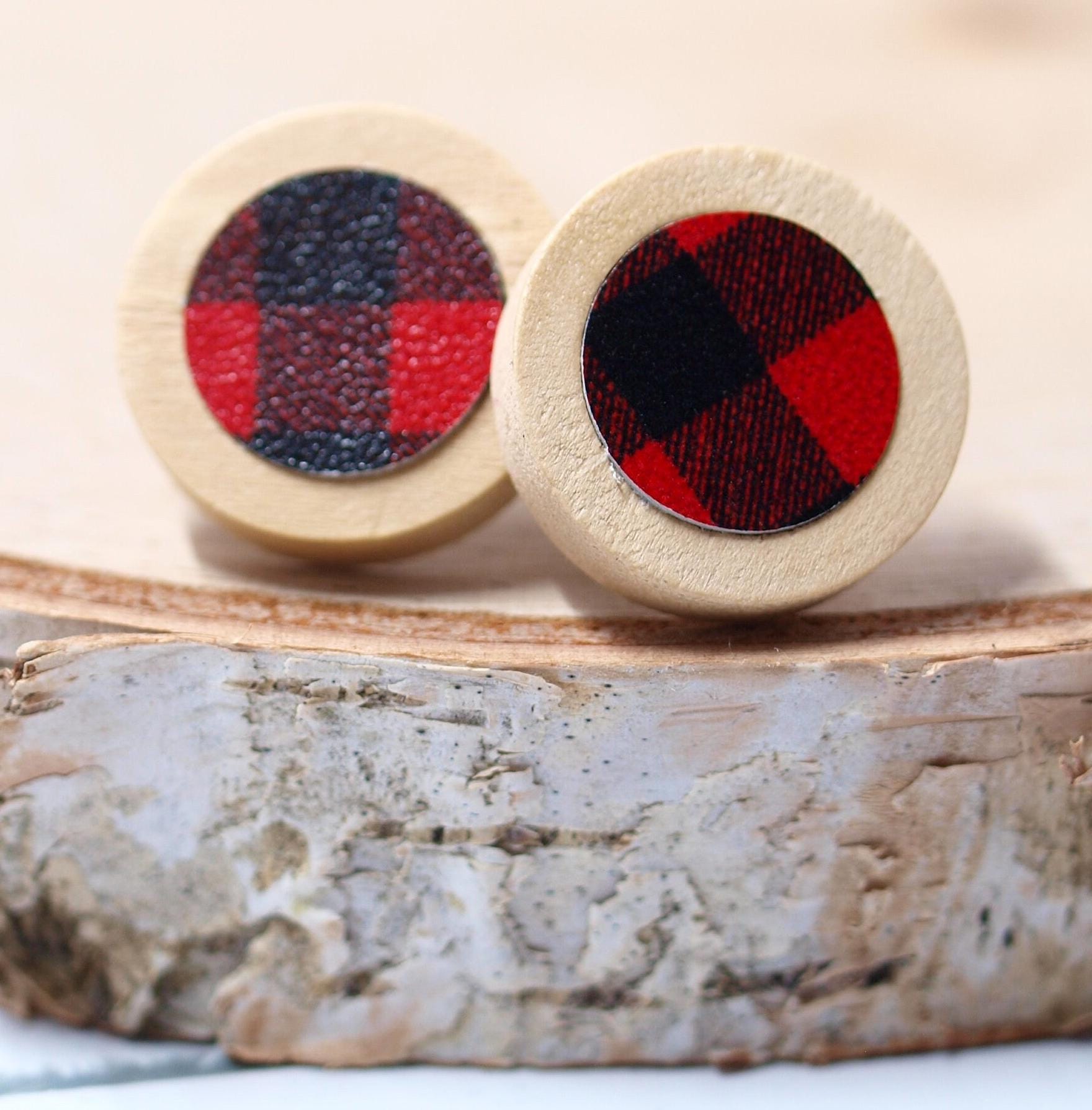 Buffalo Plaid Christmas Earrings, Buffalo Plaid Jewelry, Lumberjack Earrings, Gingham Earrings, Lumberjack Gifts for Women