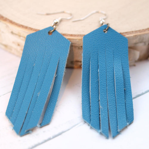 Blue Leather Earrings, Aqua Blue Earrings, Diffuser Jewelry, Birthday Gift for Friend, Patriot Gift for Women, Summer Gift for Teacher