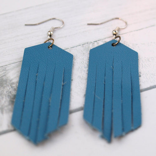 Blue Leather Earrings, Aqua Blue Earrings, Diffuser Jewelry, Birthday Gift for Friend, Patriot Gift for Women, Summer Gift for Teacher