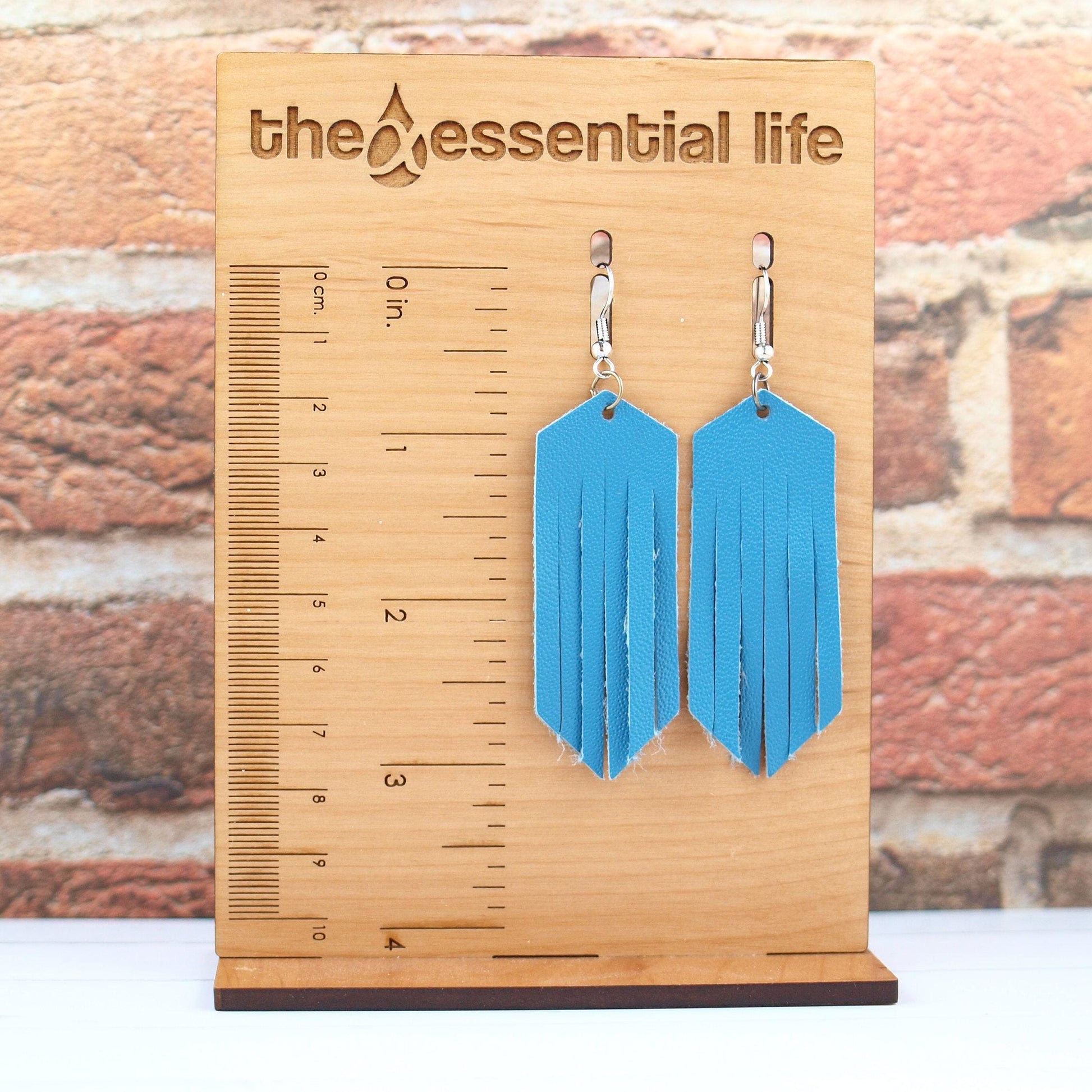 Blue Leather Earrings, Aqua Blue Earrings, Diffuser Jewelry, Birthday Gift for Friend, Patriot Gift for Women, Summer Gift for Teacher